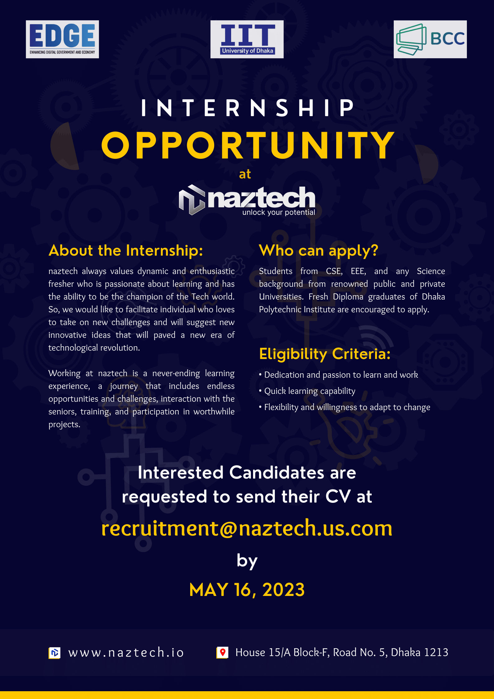 Internship Opportunity naztech Inc